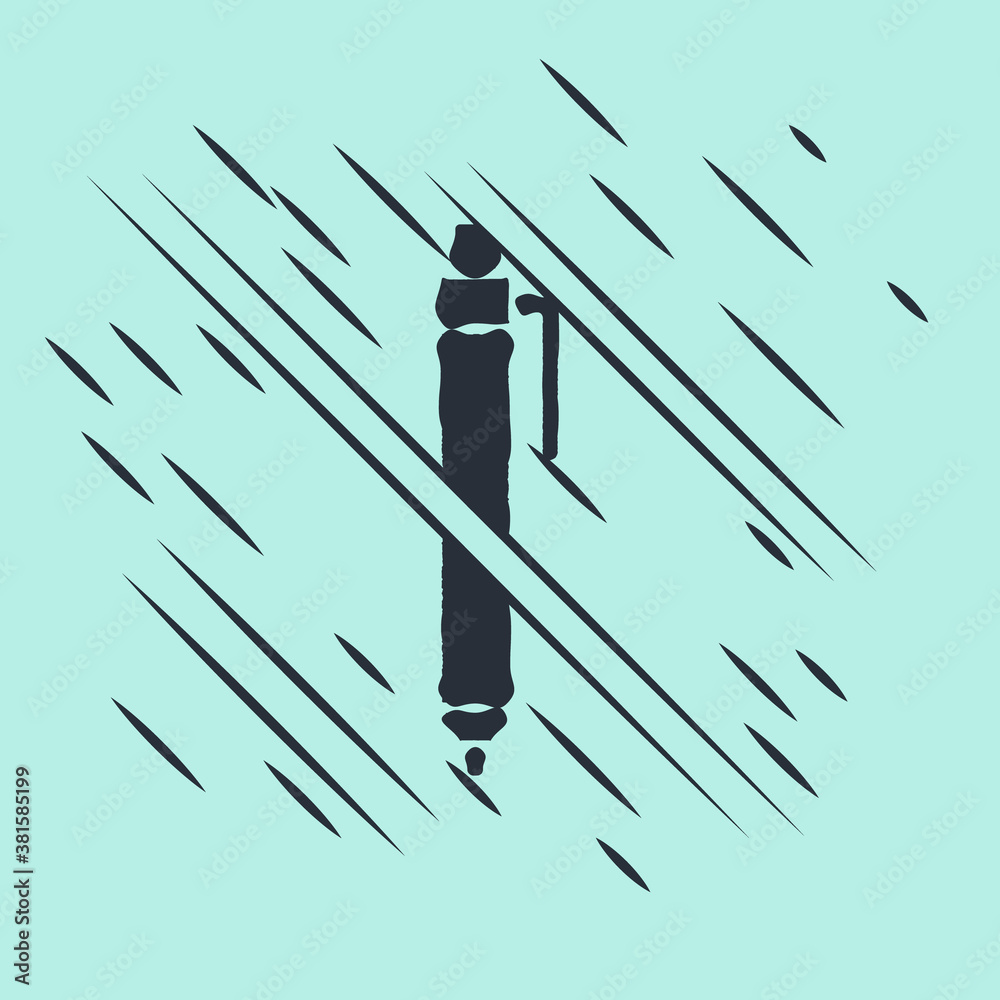 Black Pen icon isolated on green background. Glitch style. Vector.