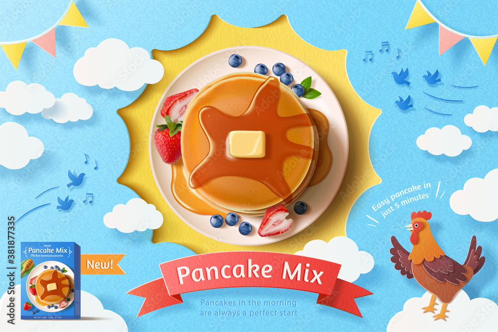 Fresh fruit pancake ad template