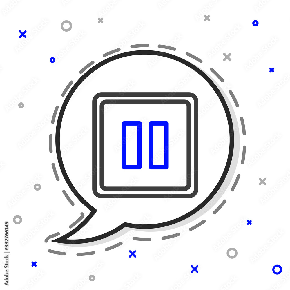 Line Pause button icon isolated on white background. Colorful outline concept. Vector Illustration.