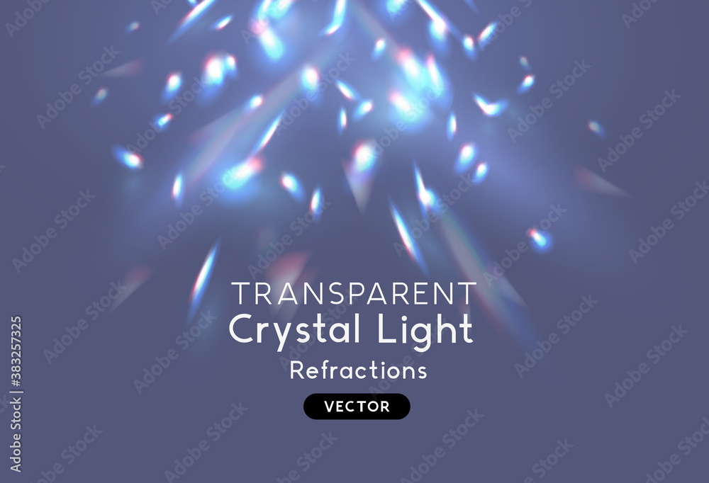 水晶光图案反射。背景叠加。矢量照明