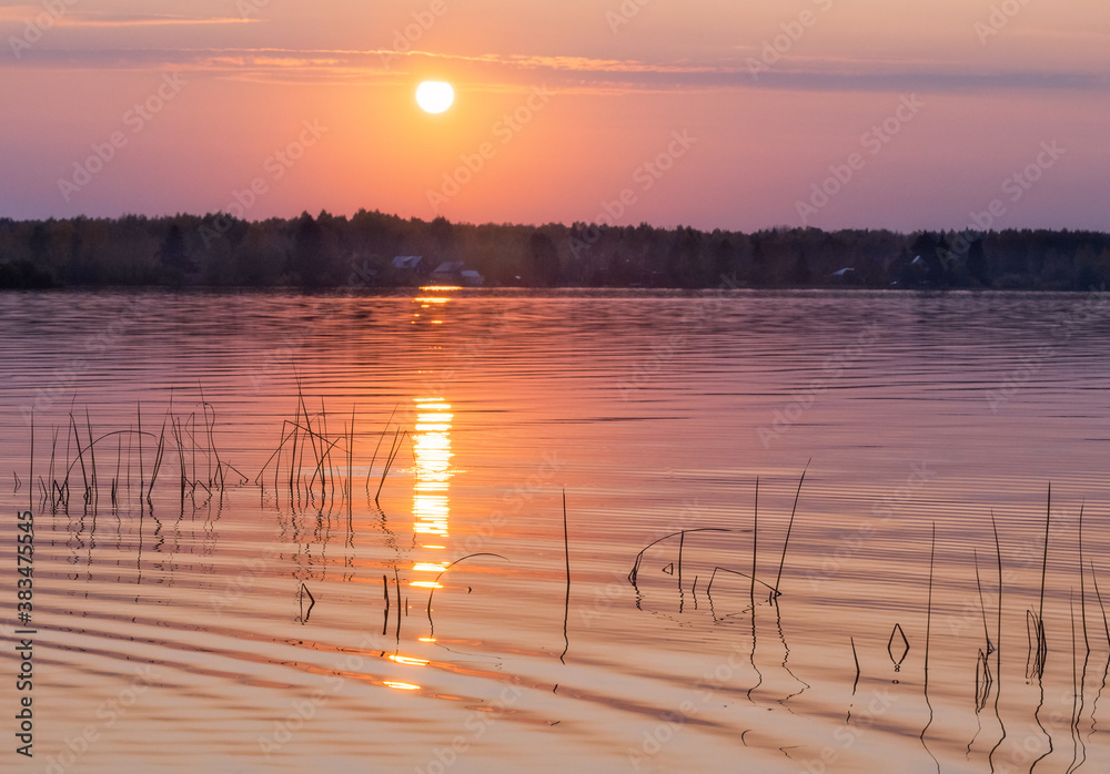 Siverskoe lake at sunset.