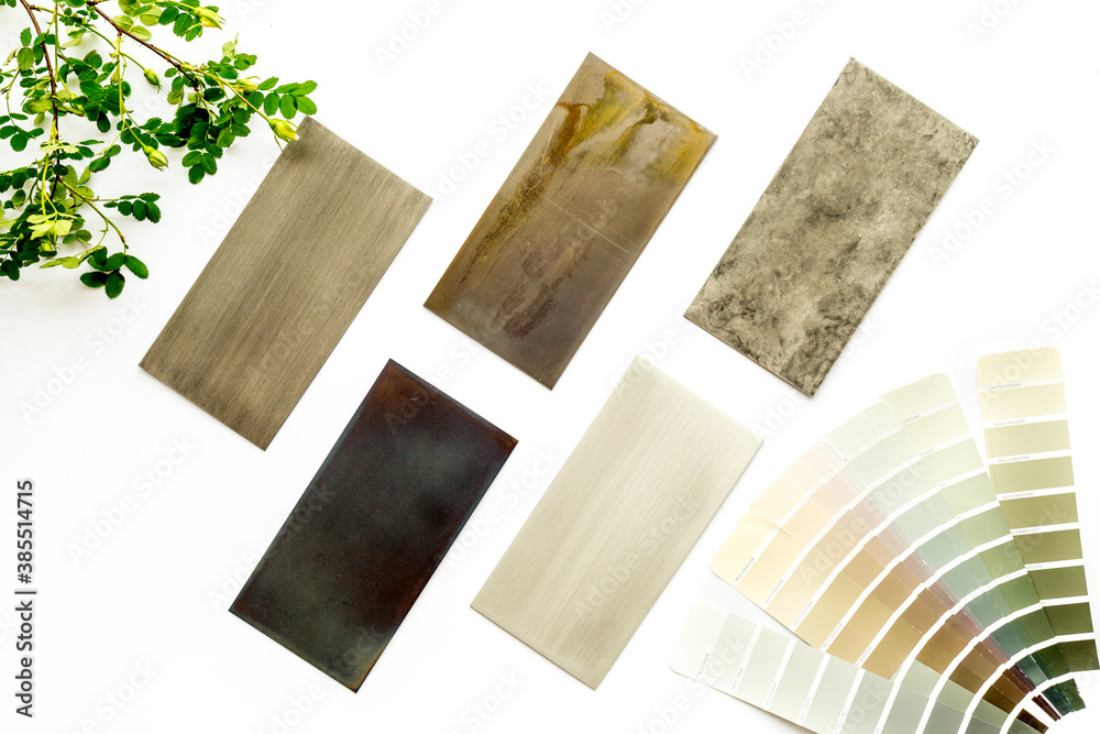 Sample of wood and countertops samples for furniture design, top view