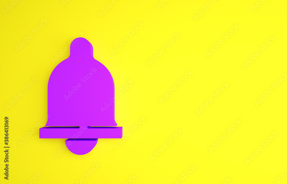 黄色背景上隔离的紫色运动传感器图标。极简主义概念。3d插图3d趋势
