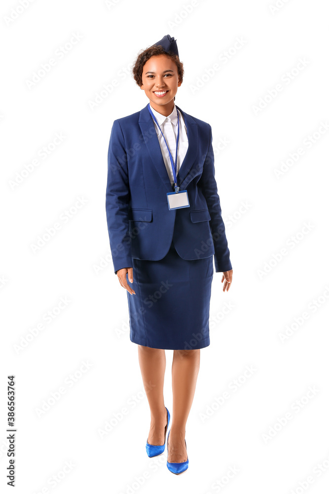 白底美女非裔美国空姐