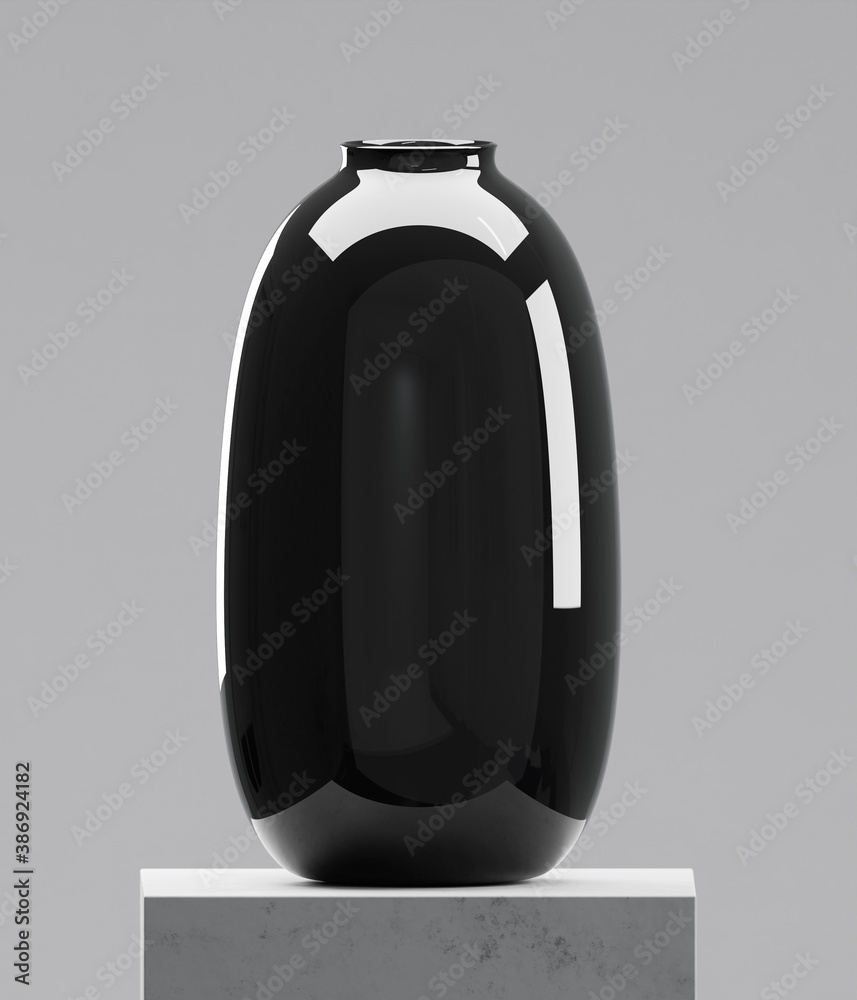 水泥桌上的黑色花瓶