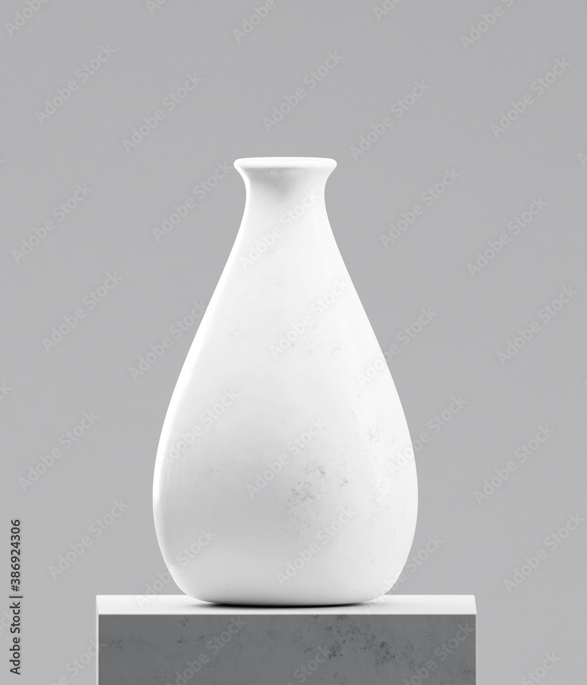 White vase on cement table