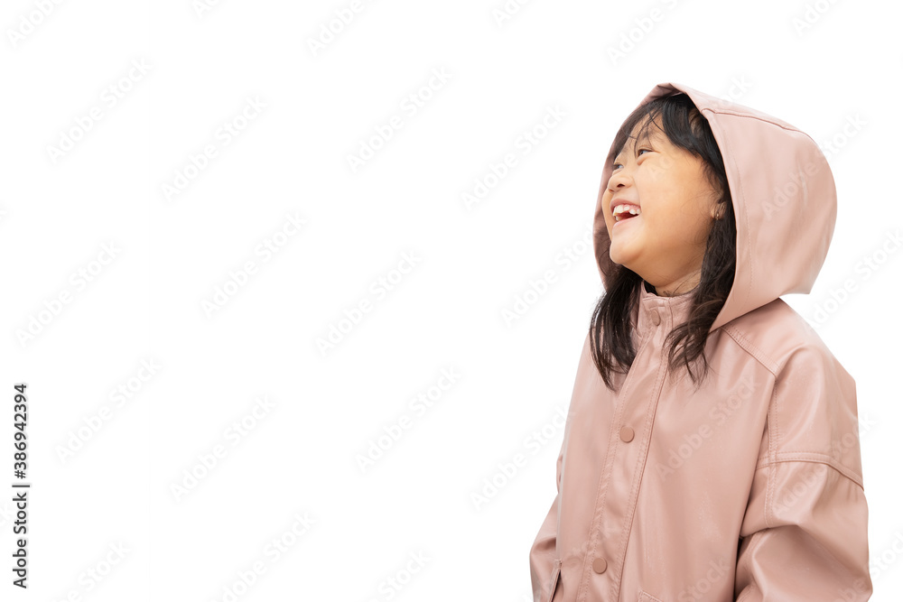 Happy little child smiling and fun isolated over in the white background, Copy space