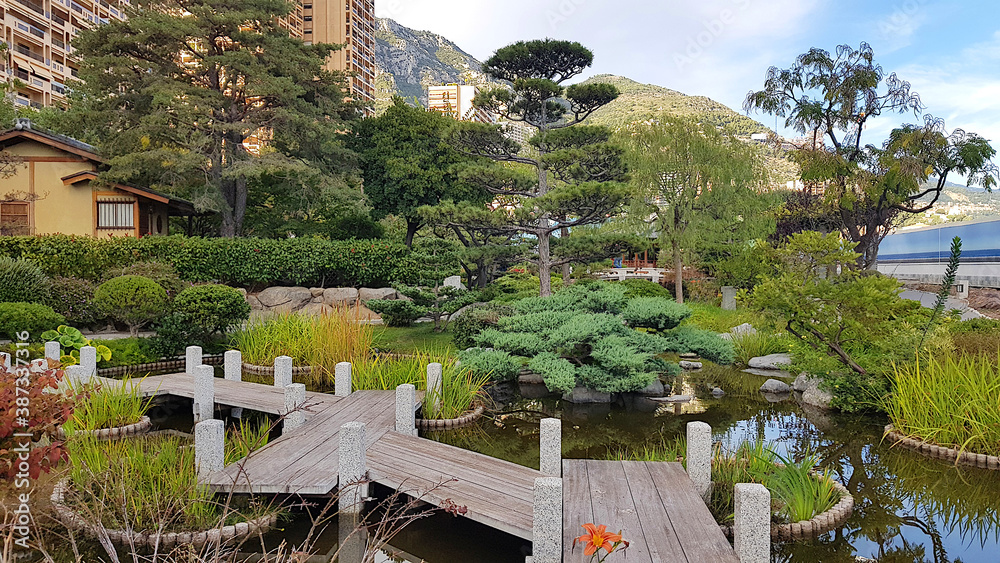 摩纳哥的日本花园景观