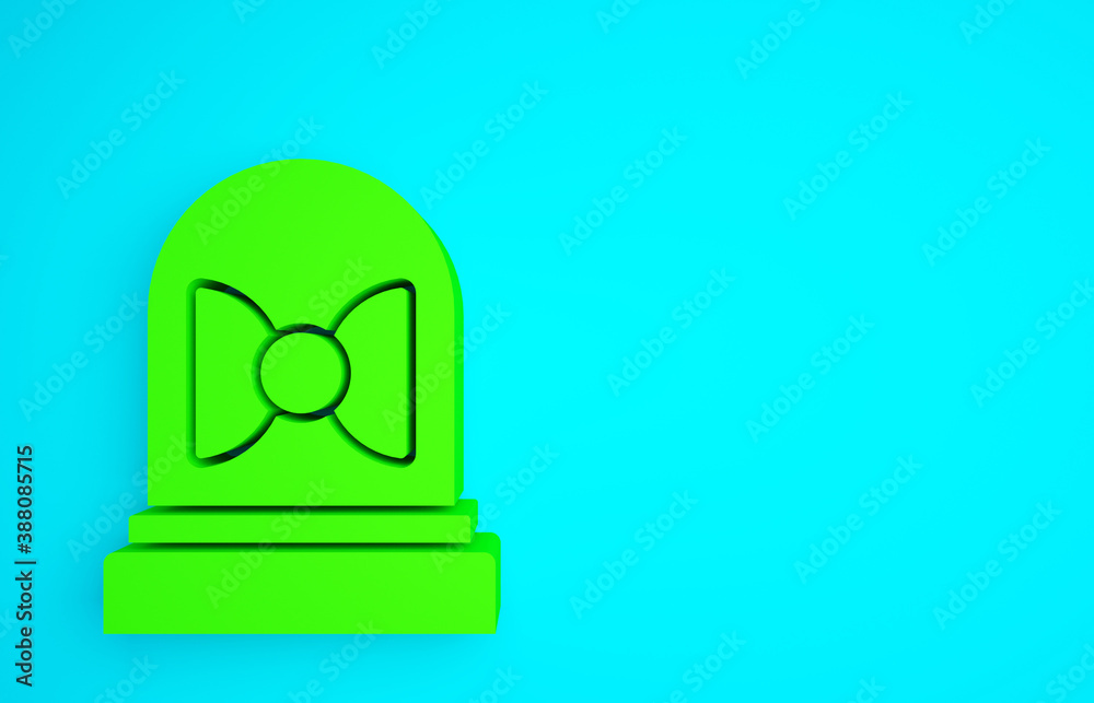 蓝色背景上隔离的绿色运动传感器图标。极简主义概念。3d插图3d渲染。