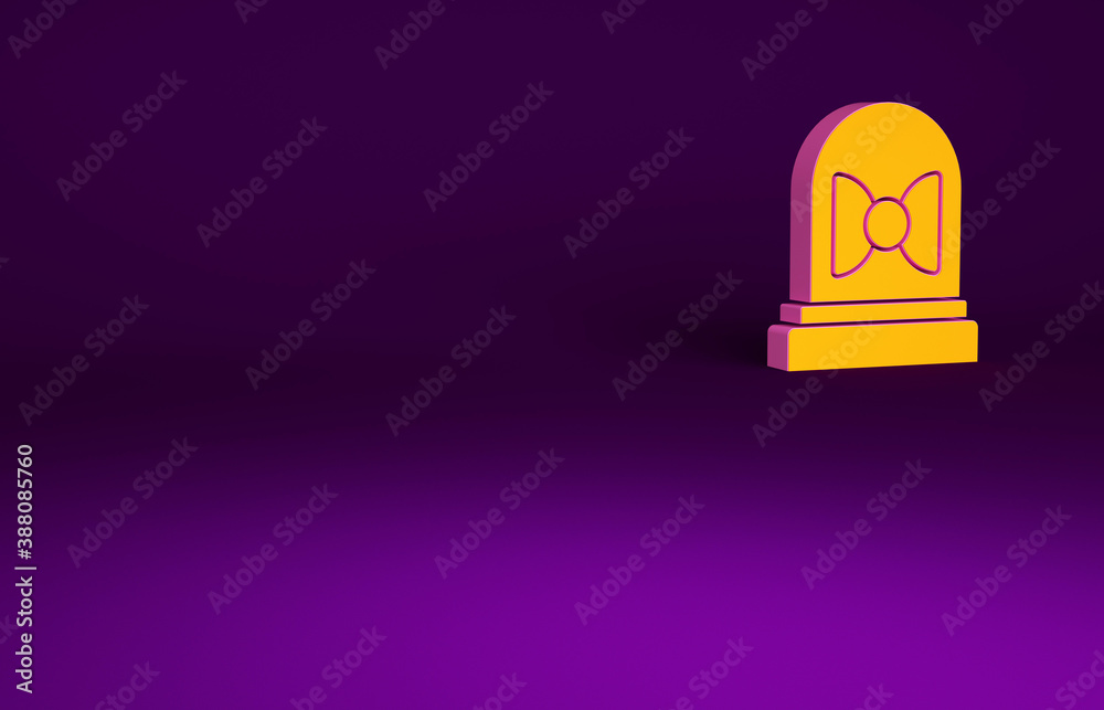Orange Motion sensor icon isolated on purple background. Minimalism concept. 3d illustration 3D rend