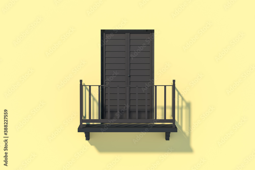Balcony structure outside the building, 3d rendering.