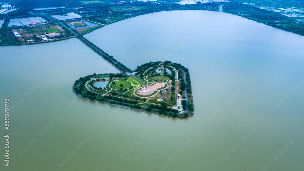 素可泰Talayluang鸟瞰图，圣地Talaylung，防洪项目，Kaem Lin