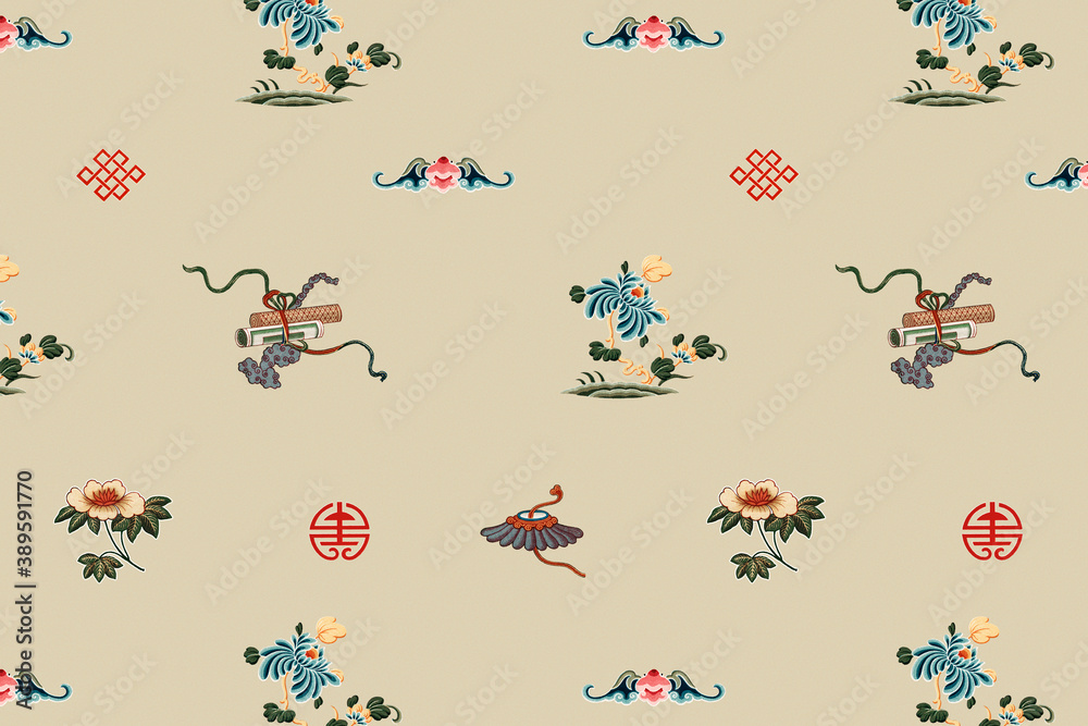 Chinese oriental pattern beige background