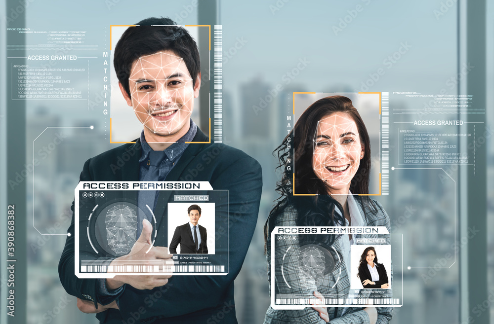 人脸识别技术扫描并检测人脸进行识别。未来的概念交互