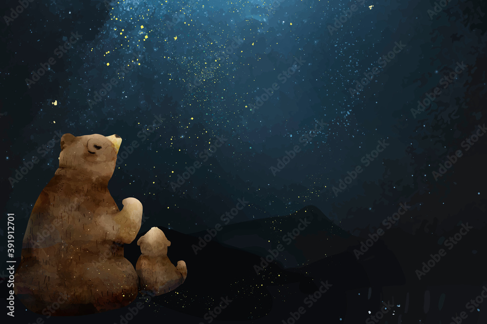 熊爸爸和熊儿子观看银河系
