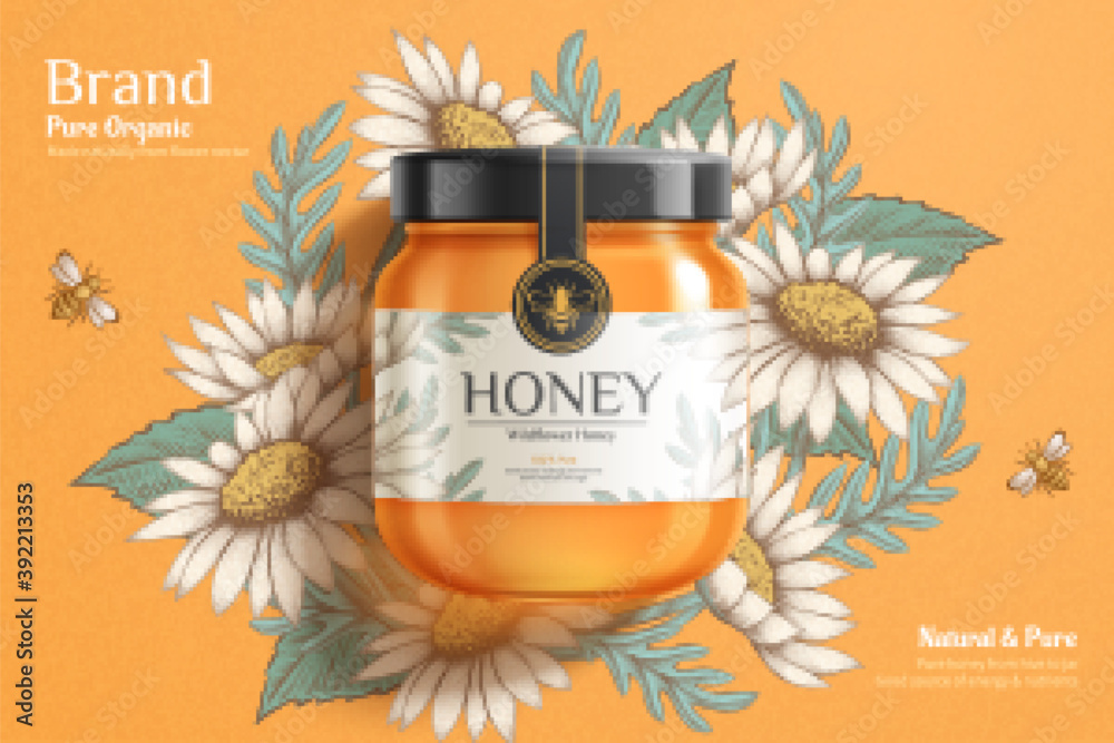 Engraving honey ad template