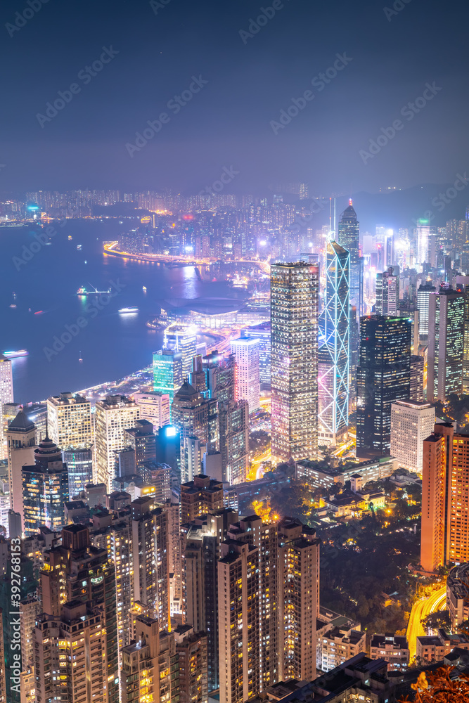 Hong Kong Architectural Landscape skyline night view