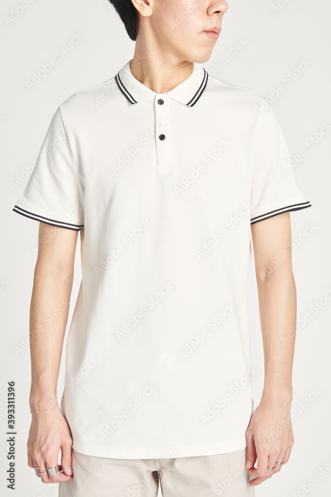 Asian man in a white collared shirt mockup