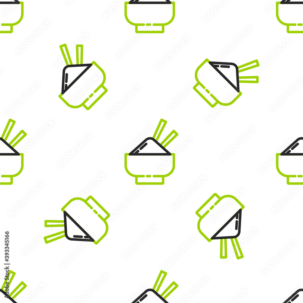 白底筷子图标孤立无缝图案碗里的米饭。传统a