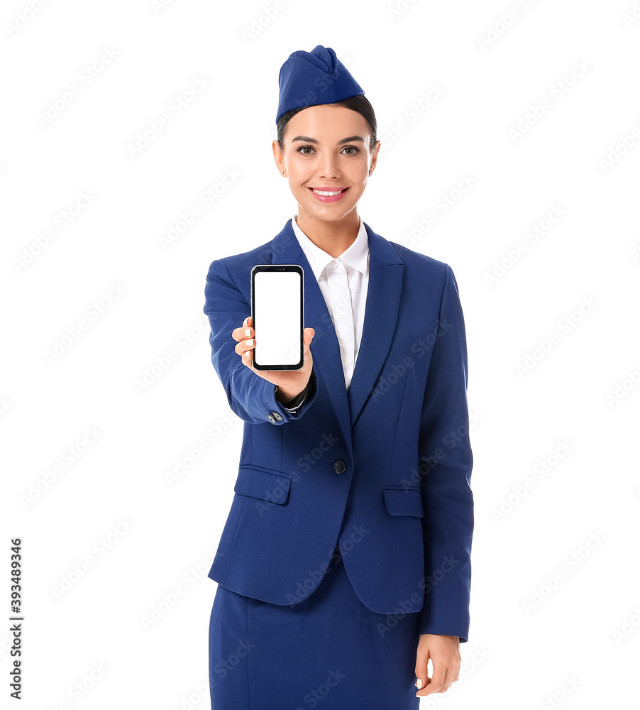 白底手机美女空姐