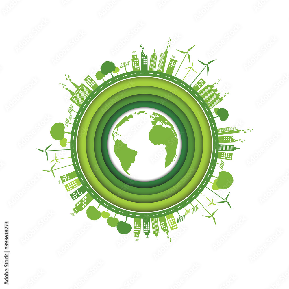 世界环境与绿色城市设计，以纸艺术b实现可持续发展和生态友好理念