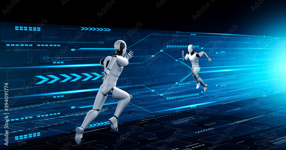 跑步机器人人形机器人在未来创新发展理念中展现出快速运动和活力