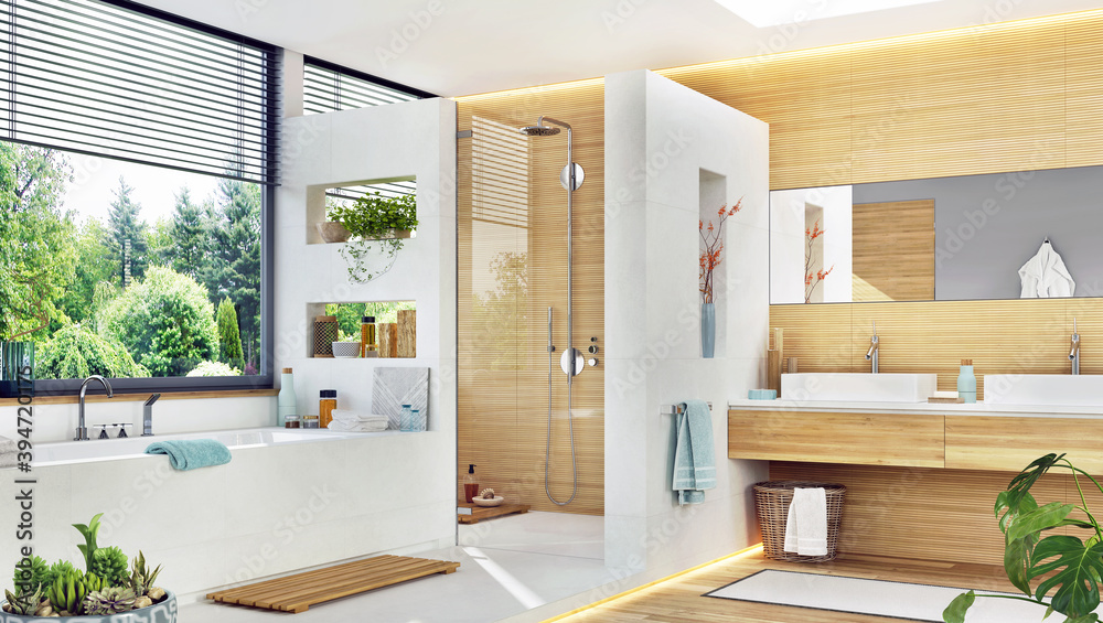 现代木白浴室室内设计
