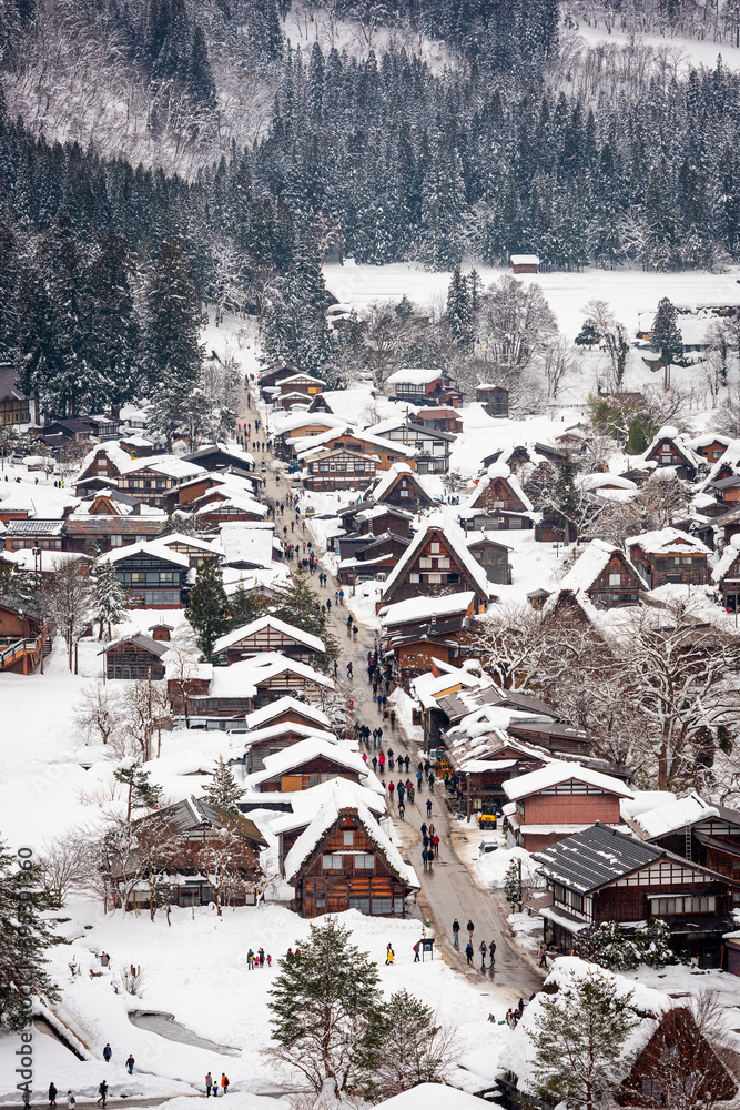 白川村，日本冬季村