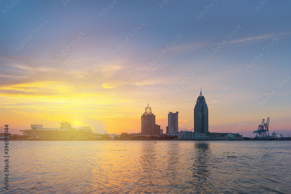 Mobile, Alabama, USA downtown skyline on the river