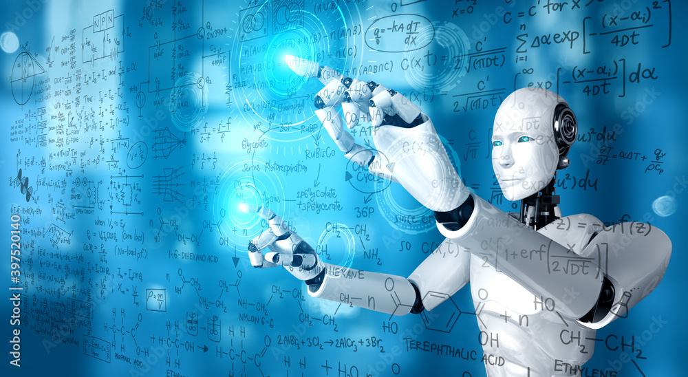 利用人工智能实现数学公式和科学方程的AI人形机器人触摸屏