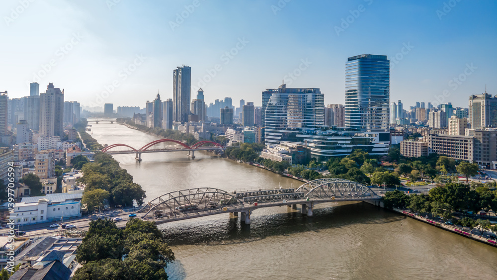 航拍中国现代城市建筑景观天际线