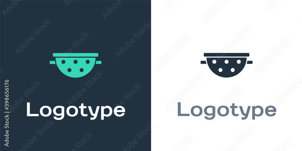 Logotype Kitchen colander icon isolated on white background. Cooking utensil. Cutlery sign. Logo des