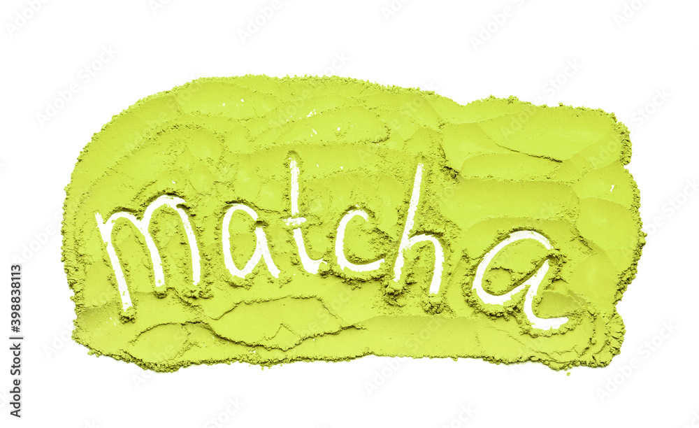 白底绿茶粉上写的单词MATCHA