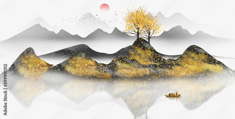 New Chinese Golden landscape painting