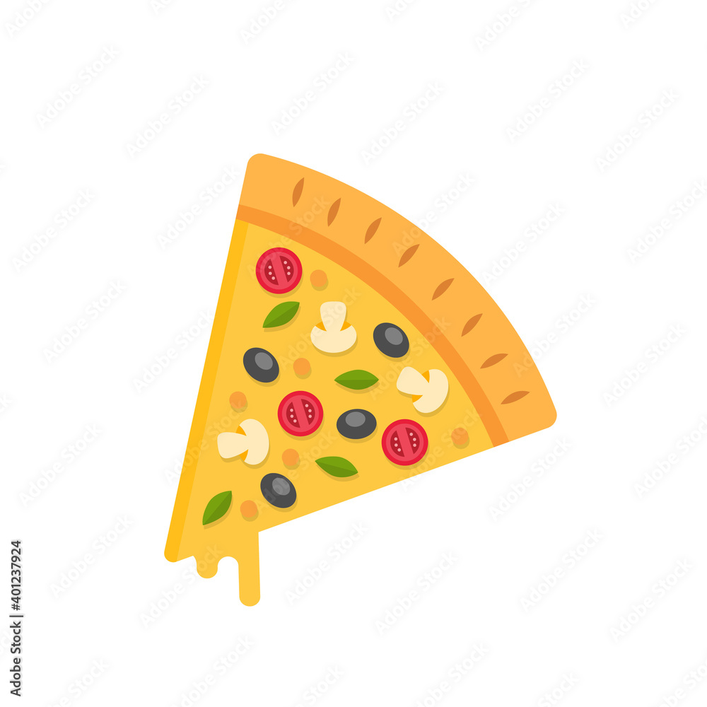 白色背景上隔离的披萨片。扁平风格的披萨。意大利食品。矢量库存