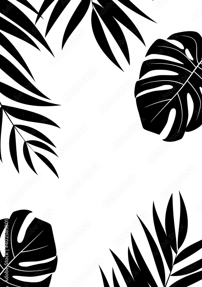 自然逼真的棕榈叶热带背景。矢量插图EPS10