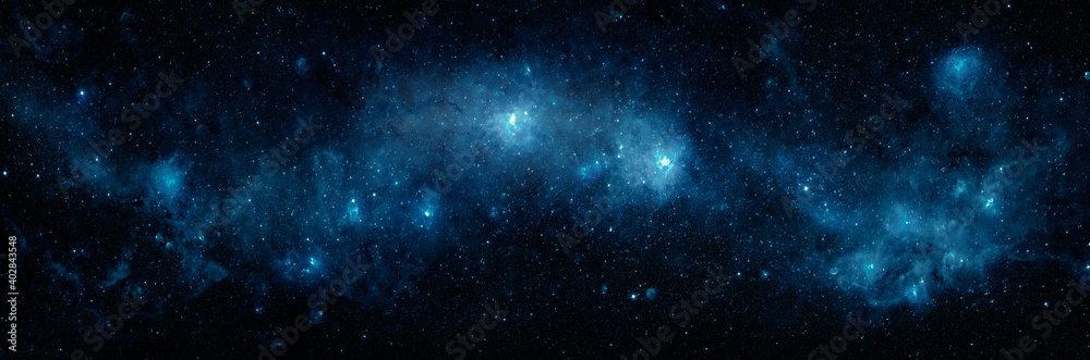 银河系中恒星的太空场景。全景。充满恒星、星云和星系的宇宙。Elem