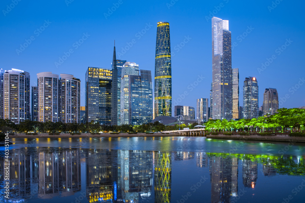 Night view of Guangzhou city, Guangdong province, China