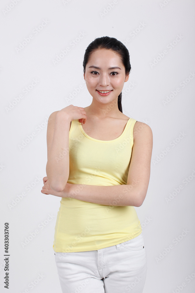 A young beauty lady portrait wearing tracksuit 