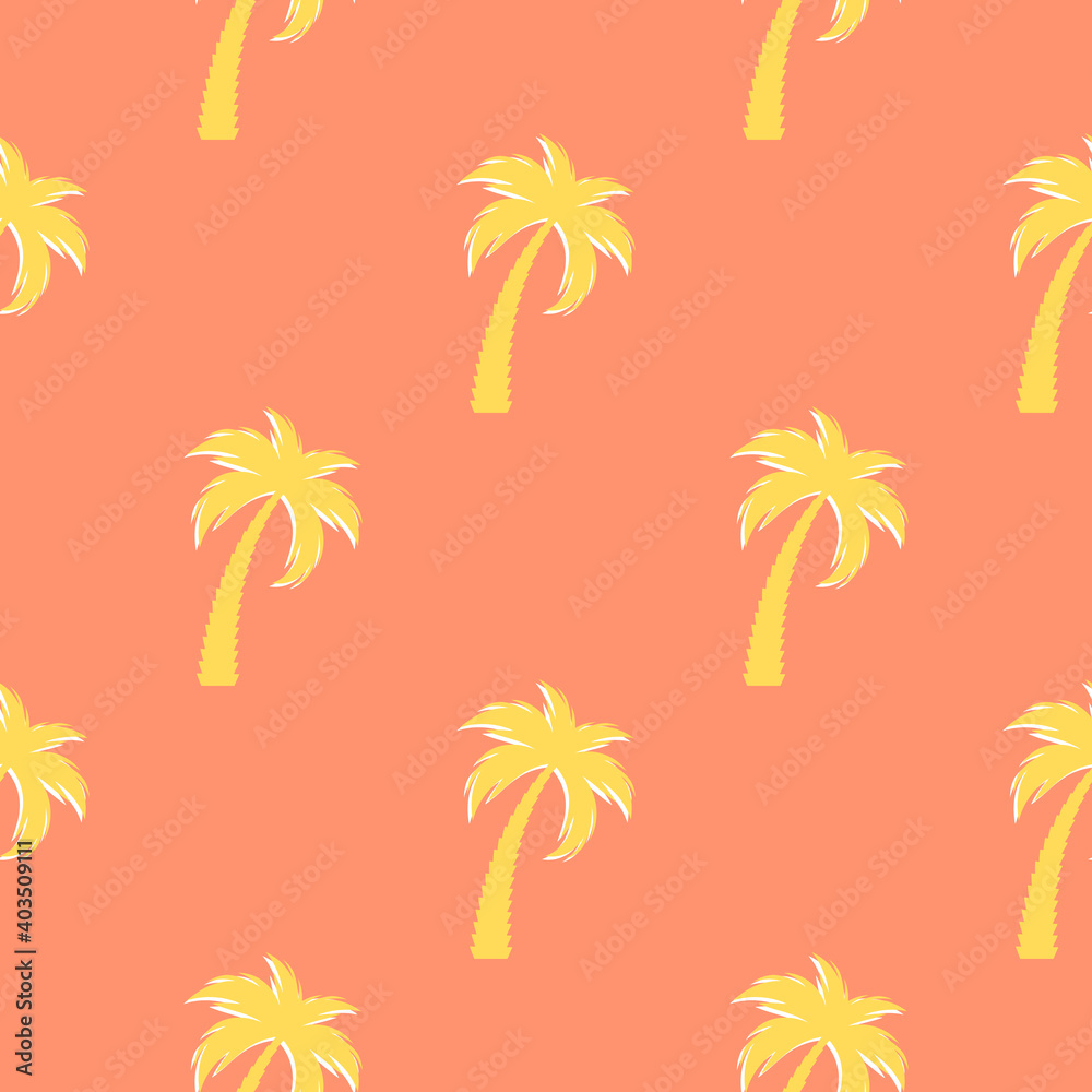 棕榈树轮廓无缝图案背景。矢量插图