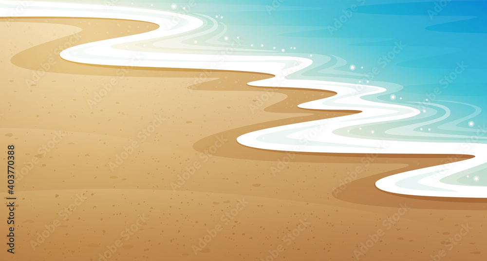 Blue sea and tropical beach, summer vector background.