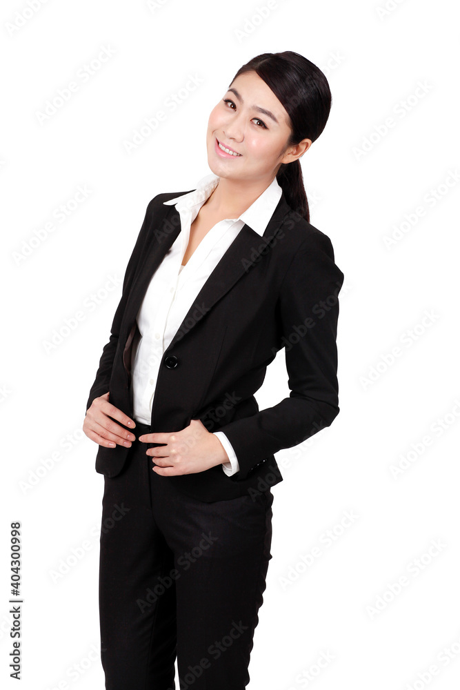 一位快乐的年轻商业女性的画像