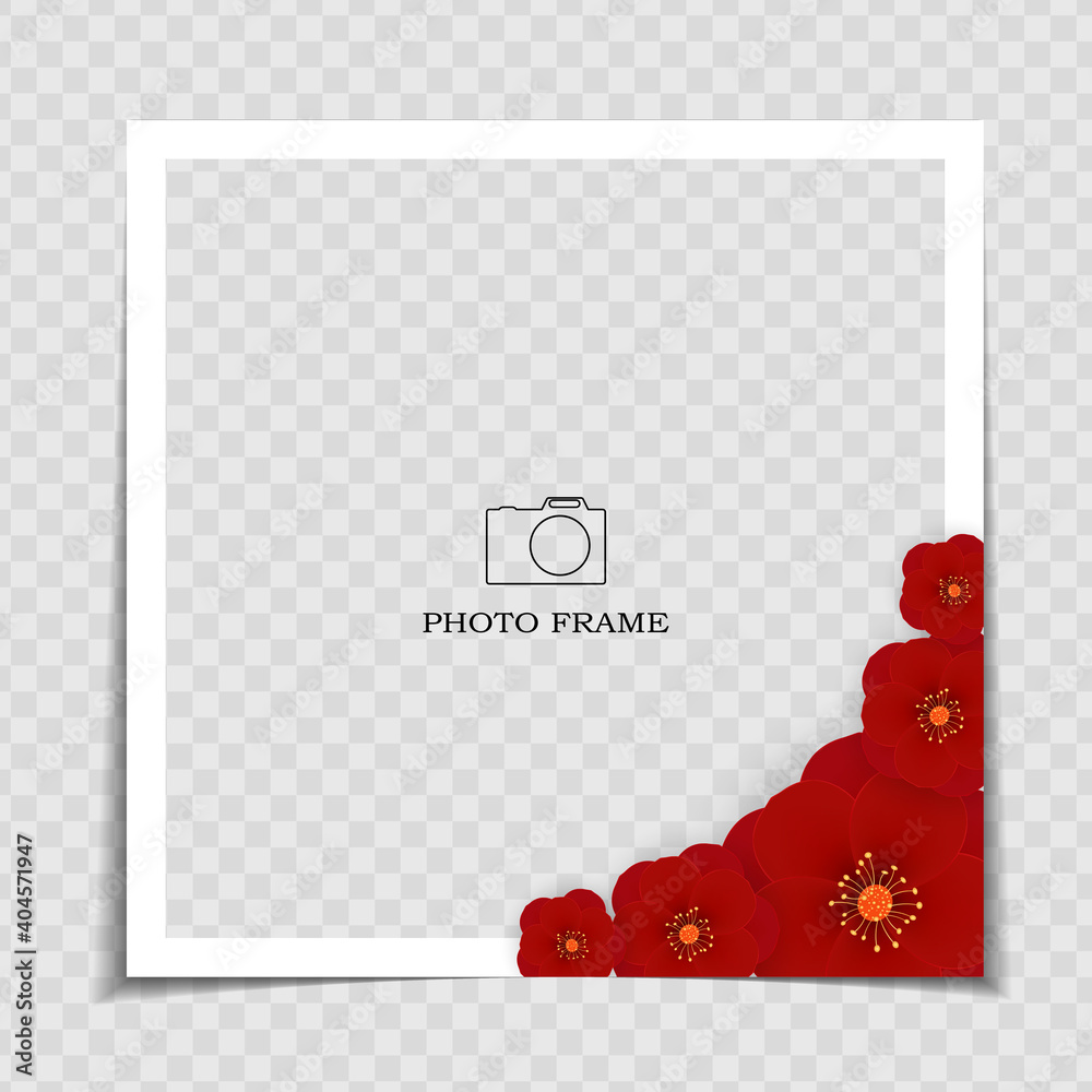 假日背景相框模板。Sarura，社交网络帖子的梅花背景。