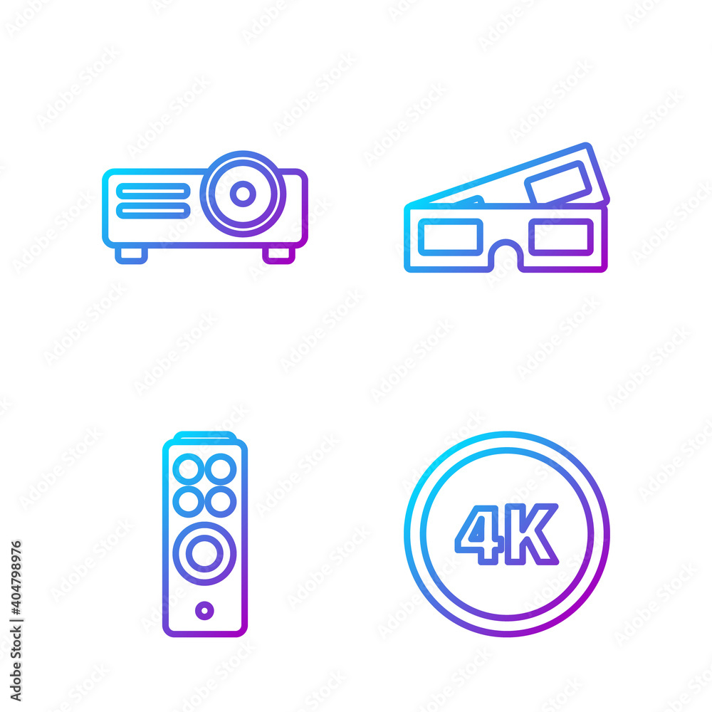 设置线4k超高清，遥控器，电影，电影，媒体投影仪和3D影院眼镜。渐变c