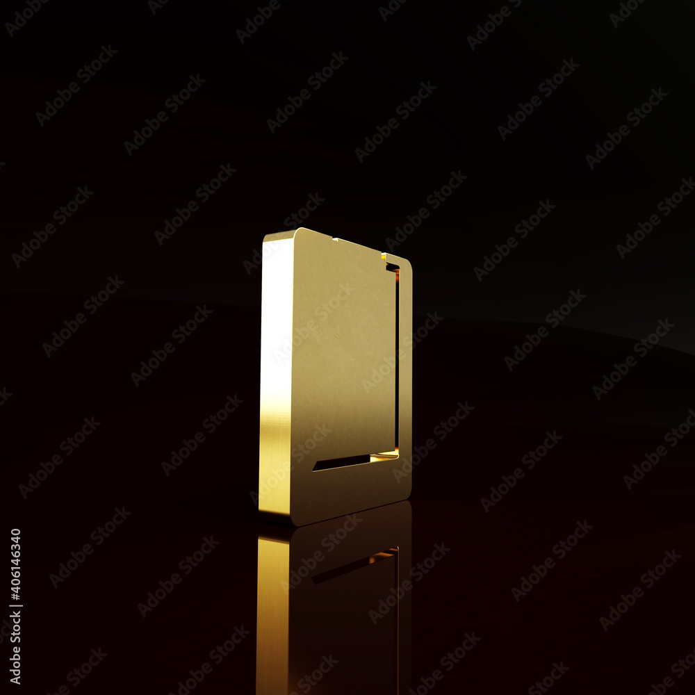 Gold Server, Data report icon isolated on brown background. Minimalism concept. 3d illustration 3D r