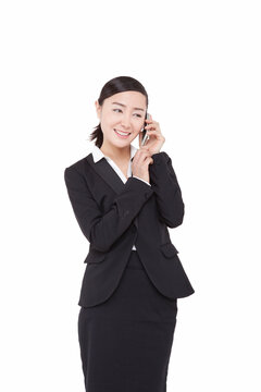 A young Business woman using cell phone