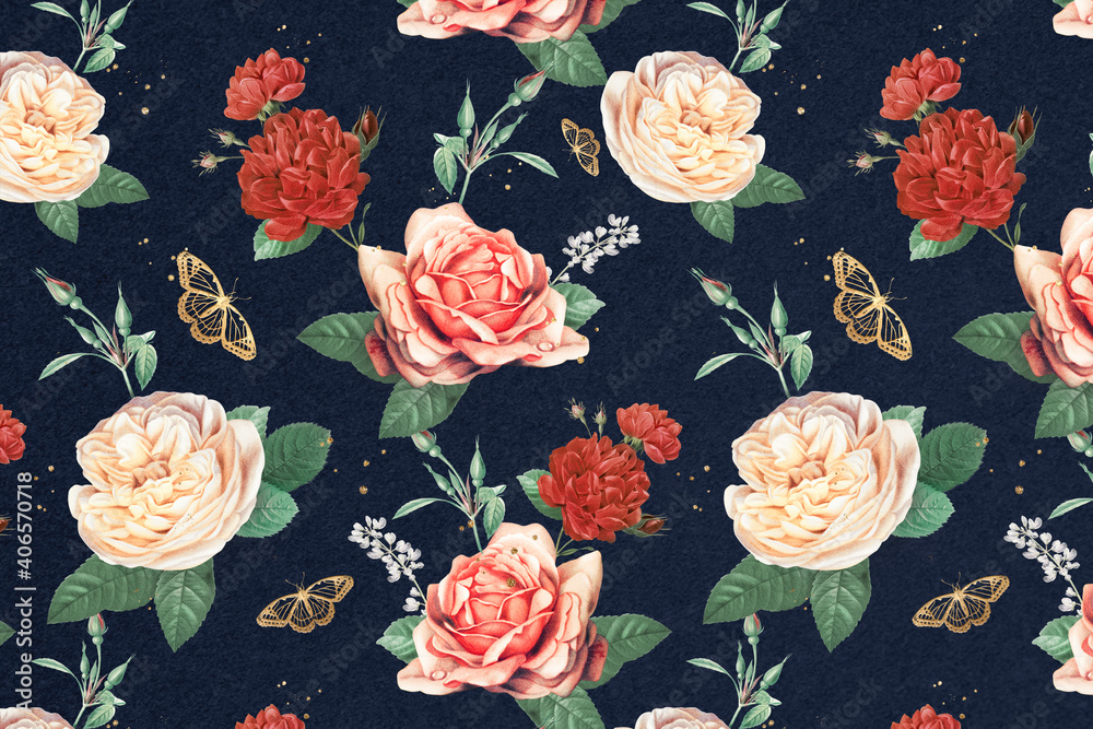 Elegant roses Valentines pattern background