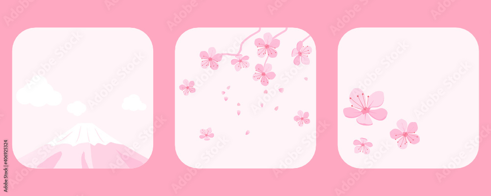 粉红色背景上的樱花矢量插图。