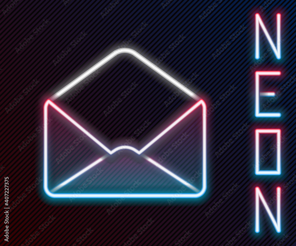 Glowing neon line Envelope icon isolated on black background. Email message letter symbol. Colorful 