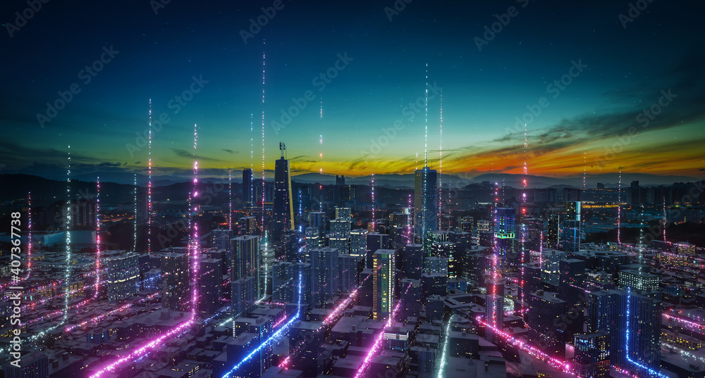 粒子发光连接设计的智慧城市